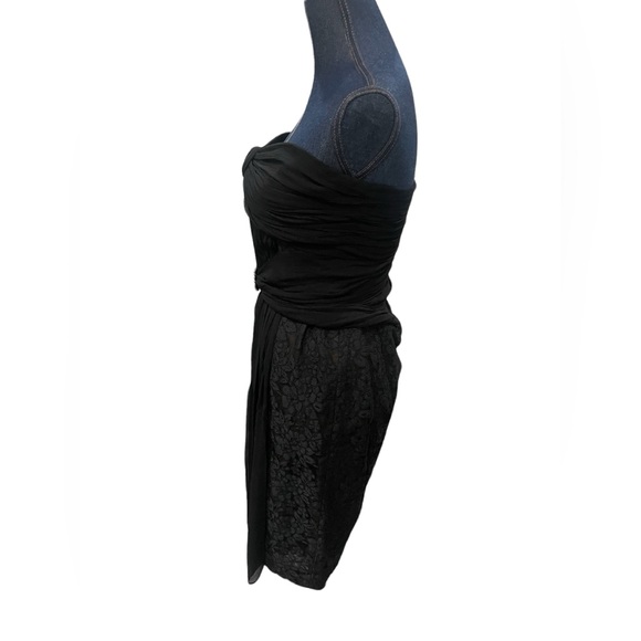 REDUX Charles Chang-Lima Black Silk Jewel Adorned Draped Lace Dress Size 6 - Picture 5 of 11